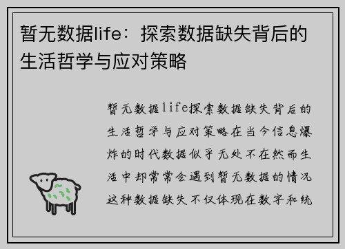 暂无数据life：探索数据缺失背后的生活哲学与应对策略